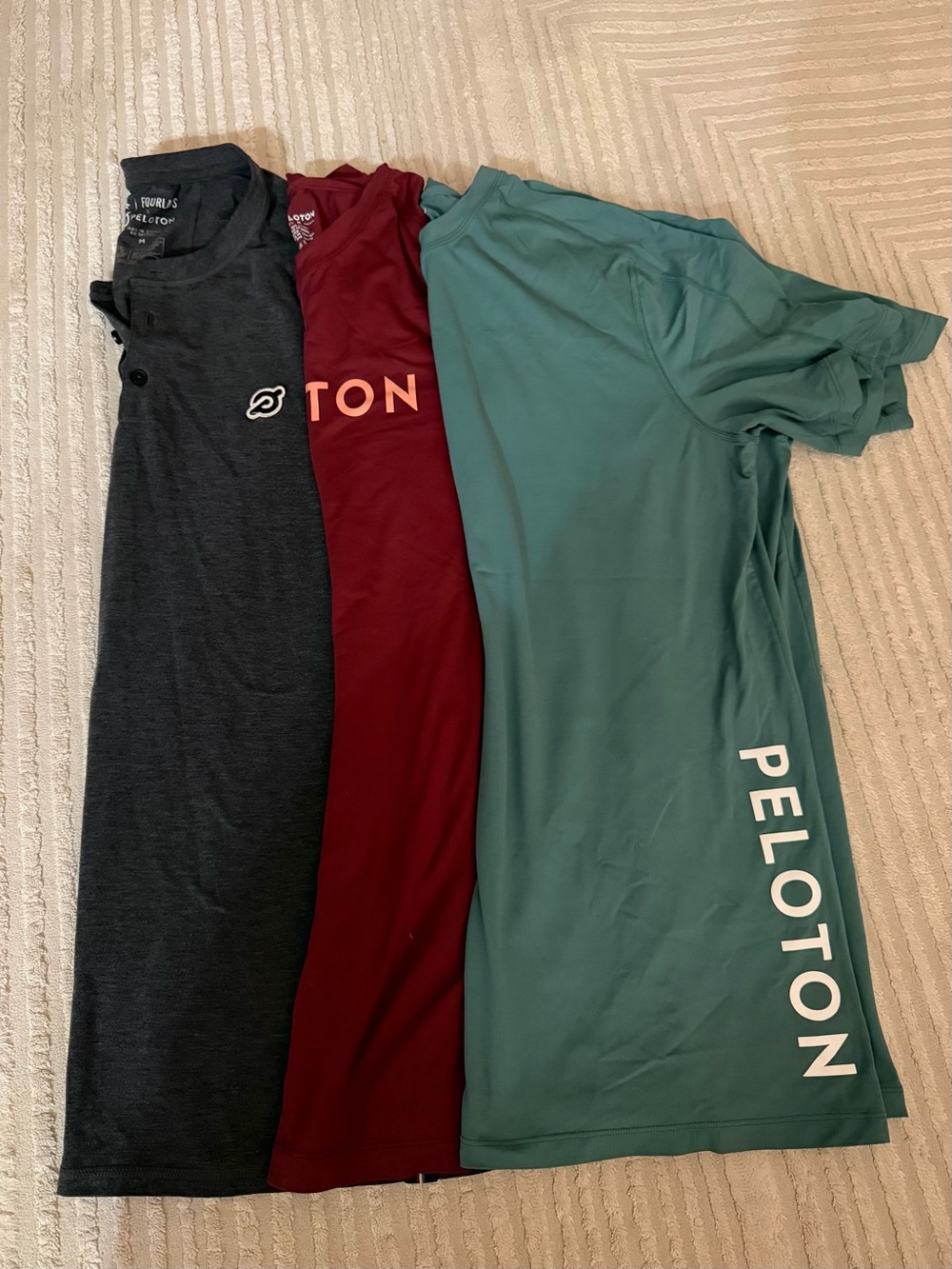 Peloton Men’s Short Sleeve Tees - charcoal, Burgundy & Teal